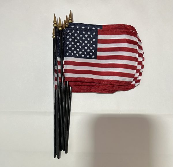 u.s. 4" x 6" endura gloss stick flag with black staff (12 pack)