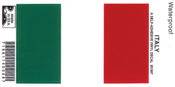 decal italian flag 2 3/8" x 4" vinyl