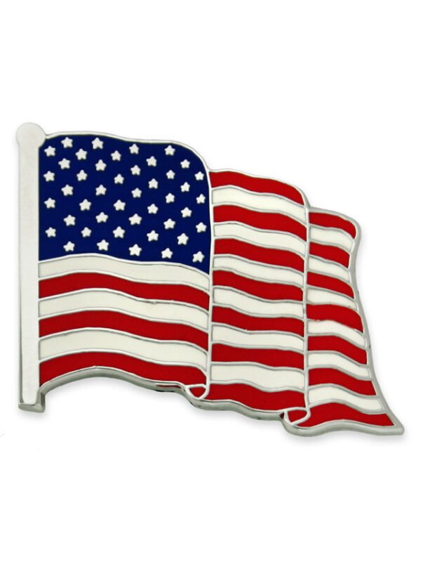 waving american flag pin