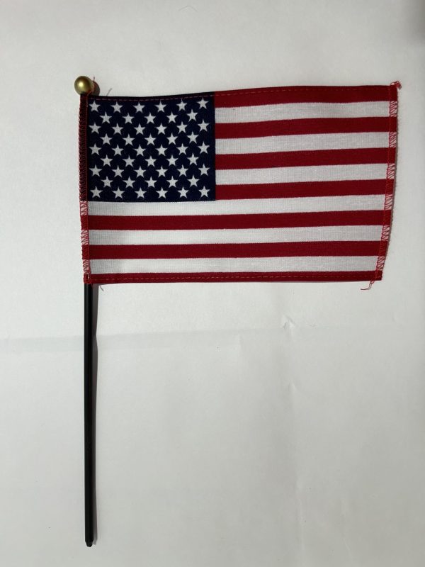 u.s. 4” x 6” stick flag w/ black staff & gold ball