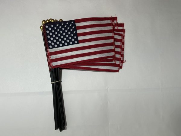 u.s. 4” x 6” stick flag w/ black staff & gold ball pack of 12