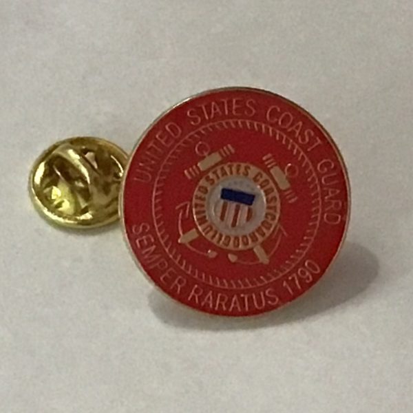 united states coast guard “semper raratus 1790” red& gold pin