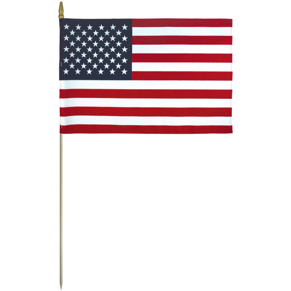 u.s. 12" x 18" cotton stick flag with pointed tip