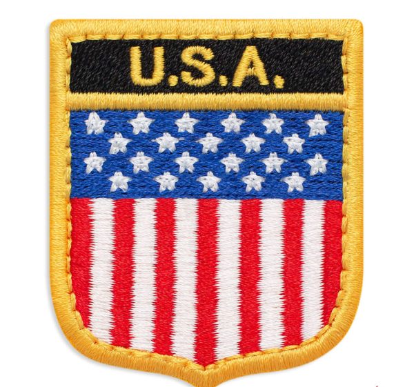 u.s.a flag patch gold trim