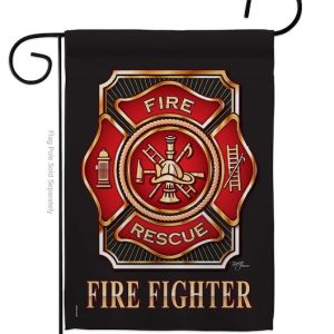 fire fighter first responders 13"x18.5" garden flag